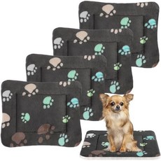 귀여운 프린트가 있는 투안세 4팩 울트라 소프트 도그 고양이 침대 매트 플리스 상자 개 사육장 패드 아늑한 세탁 가능한 두꺼운 햄스터 기니 돼지 애완동물 21 x 14 인치 선명한, 13 x 10 Inches, Black