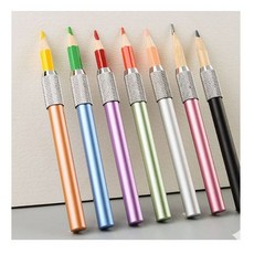 고급 몽땅 몽당 연필 홀더 깍지 펜슬 그립 4color [알루미늄 색연필 익스텐더 길이 연장 끼우개 미술 문구, 메탈실버, 1개