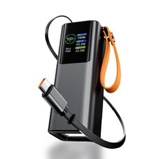 인플리바타 PD3.0 100W 고출력 LED 디스플레이 0.65m 케이블 일체형 노트북 대용량 초고속 충전 보조배터리 20000mAh, 블랙, M10