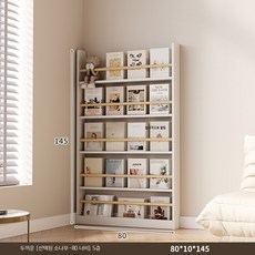 슬림 벽선반 책장 책꽂이 진열 수납 선반형 거실 침실 인테리어, 1단, R_90cm 폭 4층 소나무