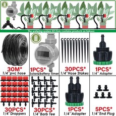 KESLA 농업 정원 화분 식물용 자동 급수 시스템 키트 마이크로 드립 관개 드리퍼 DIY 온실 5-50M, 22 Solar Timer Kit-30M