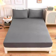 더블 싱글 부드러운 침대 매트리스 방수커버 장착 시트, 딥퍼플 90x200cm 싱글(5-28cm 매트리스용)
