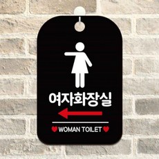 여자화장실 왼쪽 사각안내판 알림판 블랙 회사사무실 미니간판 식당, 상세페이지 참조