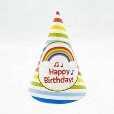 무지개 줄무늬 고깔모자 생일 파티 어린이 축제 파티용 모자, 1개, 상세페이지 참조