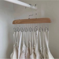 有感選物 木質多功能掛鉤衣架 掛勾衣架 曬衣架 吊帶衣架 內心背心收納器, 原色, 1個