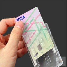 두루픽 투명 슬라이드 주차증 명함 신분증 카드 케이스 홀더 꽂이 id케이스, 압착고무형(가로)