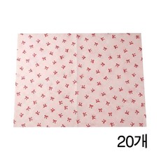 위캔바이 이지컷팅 생일 기념일 선물 리본패턴 종이포장지, 20개, 핑크+레드