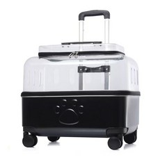 寵物拉桿箱 透氣舒適 透明寵物推車 貓咪旅行箱 貓包 寵物外齣包 太空艙 狗背包 臺灣熱銷, 48*30*40翻蓋式半透明黑色, 1個