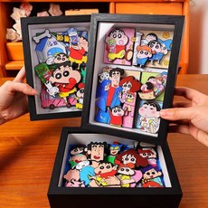 짱구액자 포스터 거실 3D 그림 제품 장식 남친선물 입체화, 1. 19.5x14.5 전가족/8층/받침대+유리