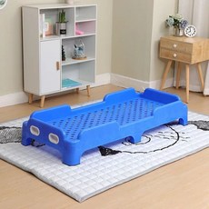 【可開發票】 幼兒園床午睡床塑料床託管班小學生兒童幼兒專用午休疊疊床單人床 兒童床 兒童午睡床 E5OS, （加厚款）藍色138*60*20