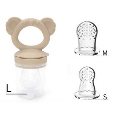 台灣FDA 贈3個網袋 咬咬樂 果汁咬咬樂 蔬果咬咬樂 副食品餐具, 無尾熊米白