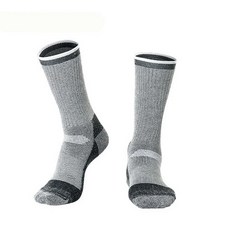 메리노 울 열 양말 겨울 소프트 스키 하이킹 스포츠 야외 스노우 보드 보온, XL(EU 43-47), 1. Gray white