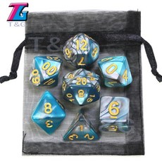 보드 게임 주사위 믹스 주사위 세트 가방 9 색 dnd rpg 휴대용 장난감 플라스틱 큐브 trpg d4 d6 d8 d10 d12 d20, 색상 09, 1개