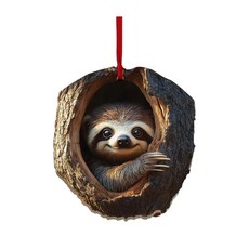 Vibranting Owl Styles 2D Sturdy Acrylic Ornament Fashion Accessory compatible with Christmas Tree a, Sloth Pendant, 1개