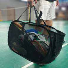 더홀릭 접이식 메쉬 가방 다기능 배드민턴 동호회 보조 가방, 블랙, 1개