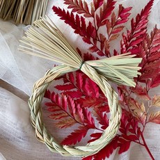 手工編織稻草圈 正月祈福花圈 新年居家裝飾, 注連繩-圓形（直徑約10cm), 1個