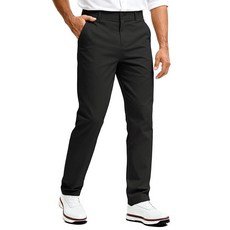 Comdecevis 남성용 클래식 핏 스트레치 골프 팬츠 - 76.2cm(30인치) 81.3cm(32인치) 86.4cm(34인치) 안쪽 솔기 빠른 건조 경량 드레스 작업 캐주얼