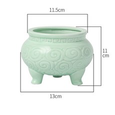 陶瓷雙耳香爐 居家室內佛具用品 香灰爐 供佛, 無耳祥雲龍泉色香爐, 1個