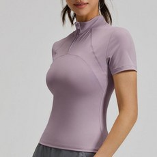 여성 반집업 카라 메쉬 반팔 스포츠 요가복 상의 여자 반팔티 헬스복 기능성 티셔츠