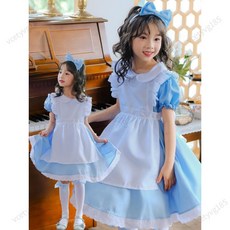 台灣出貨 萬聖節愛麗絲女僕裝兒童錶演服 公主Lolita連衣裙 萬聖節服飾