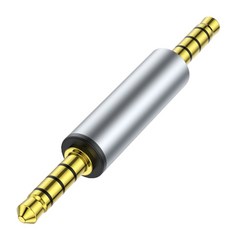 3.5mm AUX 컨버터 남성 여성 커넥터 어댑터 스테레오 커플러 익스텐더 4-단면 케이블 확장용, 은, Male to male, 1개