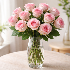 하스몰 프리미엄 생화 느낌 클래식 장미 조화 12송이, 1개, 로즈 핑크