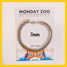 MONDAY ZOO 男款鈦鋼金銀漸層古巴手鍊7mm【附品牌盒】