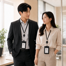 교통카드 릴 네임텍 출입증 목걸이, 블랙, 2개