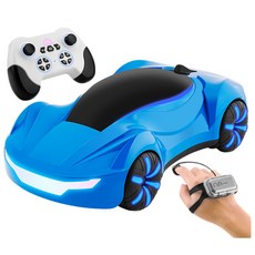 드리프트 스턴트 RC카 제스처 컨트롤 듀얼 리모컨 분무 효과 무선 조종 자동차 선물용 RC카, 1개, 푸른 색