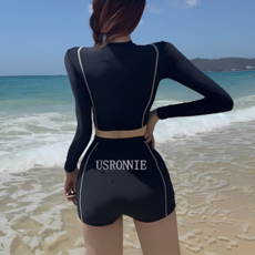 엑지 여성용 래쉬가드 투피스 수영복 세트