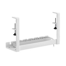 일상채움 무타공 철제 컴퓨터 책상 멀티탭 콘센트 정리 선반, 화이트, 1개