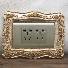 台灣本土貨 開關保護套開關裝飾北歐式樹脂開關貼118型田園創意開關貼開關插座面板裝飾框保護套, 12x7.5(金色）