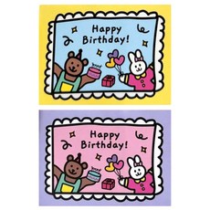 투투텐텐 손글씨 미니 메세지 카드 편지지 36P + 봉투 36P, 생일, 1개