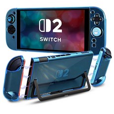 DLseego 닌텐도 스위치 2 (2025)용 보호 하드 케이스 Joy Con용 슬림 PC 그립 커버 탈착식 조이콘 컨트롤러 충격 방지 및 긁힘 방지 콘솔 쉘 4 엄지 그, 블루