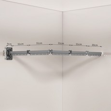 隱形折疊浴簾 免打孔折疊浴簾桿 浴簾軌道 隱形浴簾桿 浴室淋浴簾 折疊浴簾 折疊浴簾 伸縮浴簾 浴簾折疊, 槍灰五折單杆, 1個