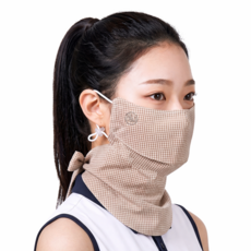 고운골프 지지미 리본 골프마스크 파크골프마스크 베이지, 1개