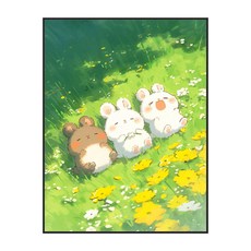 코지하루 DIY 명화그리기 유화 그림 그리기 아크릴화, 나른한 토끼B 30x40 (B851), 1개