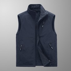 新款雙面穿馬甲 男士休閒釣魚戶外背心 防水防風加絨加厚坎肩 多功能立領, 灰色