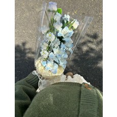 기념일 시들지않는꽃 모루 인형 만들기 모루꽃다발키트, 블루 풍경 꽃다발 완제품, 1개