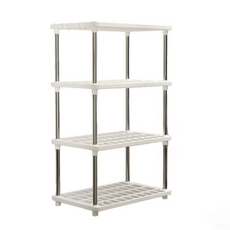 4단 수납선반 앵글 선반 다단 수납선반 조립식 공간정리 주방욕실용, 화이트, 1개