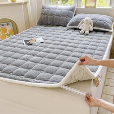 클라우드벨 극세사 누빔 침대패드 겨울 보온 패드 포근한 잠자리 고정밴드형, 그레이