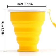 휴대용 실리콘 접이식 컵 누수 방지 커버 포함 200ml 공간 절약형 머그잔 텔레스코픽 물병 캠핑 하이킹, 05 yellow