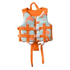 兒童海豚圖案助泳背心，輕巧舒適，游泳輔助，水上安全裝備, 橘色