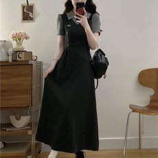 Yellwel투피스 반팔 원피스 여름 플러스 사이즈 롱 원피스 DJP