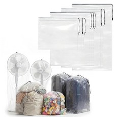 Shinylin 8피스 엑스트라 라지 자이언트 투명 플라스틱 보관 가방 다목적 4가지 사이즈 수하물 보관 및 보관용 대형 인형 담요 베개 여행 가방 가정용 정리용 재사용 가