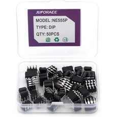 555 NE555 타이머 IC 펄스 발생기 및 NE555P 단일 정밀 타이머 칩 DIP-8 핀 전자 DIY 집적 회로 키트 팩 50개 포함, 555 NE555 타이머 IC 펄스 발생기 및 NE55
