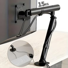 M6 고중량 15kg 27인치 32인치 초강력 싱글 모니터암 거치대, 1개, 블랙