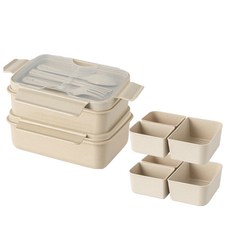 나누담 피크닉 1100ml 2+1칸 2단 도시락통, 베이지, 1개
