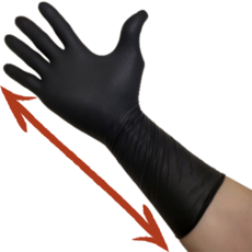 제이에셋 손목긴 니트릴장갑 라텍스, 1개, 중(M), 블랙