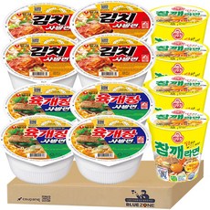 [블루존] 컵라면 세트 12개입 (육개장+김치+참깨)x4